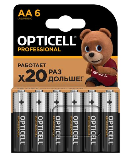 Батарейки алкалиновые 6AA/LR6 Professional Opticell, фото