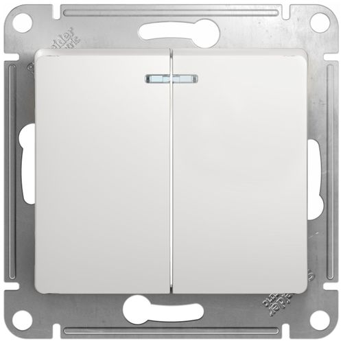 Выключатель 2-клавишный Schneider Electric GLOSSА белый, фото