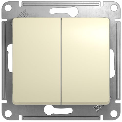 Выключатель 2-клавишный Schneider Electric GLOSSА GSL000251 кремовый, крупный план
