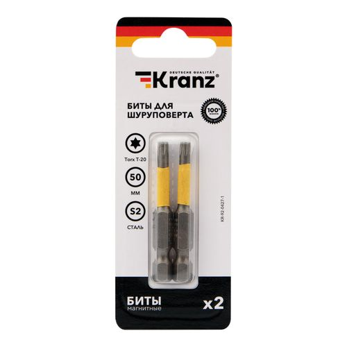 Бита для шуруповерта Torx T20х50 мм 2 шт/уп Kranz, фотография