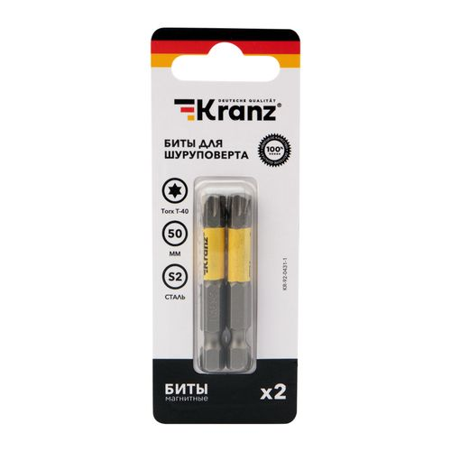 Бита для шуруповерта Torx T40х50 мм 2 шт/уп Kranz, фотография
