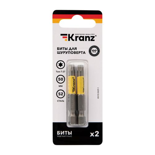 Бита для шуруповерта Torx T27х50 мм 2 шт/уп Kranz, изображение