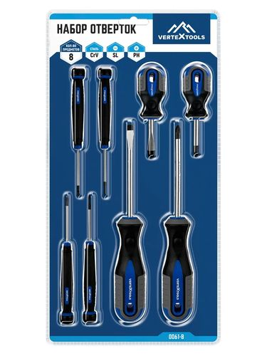 Набор отверток VERTEXTOOLS 8 предм 0061-8, крупный план