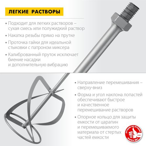 Насадка миксер ЗУБР Мастер МНЛ-120 120 мм, детальное фото