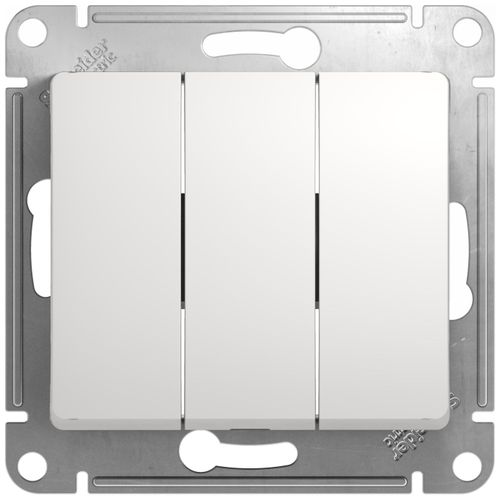 Выключатель 3-клавишный Schneider Electric GLOSSА белый, детальное фото