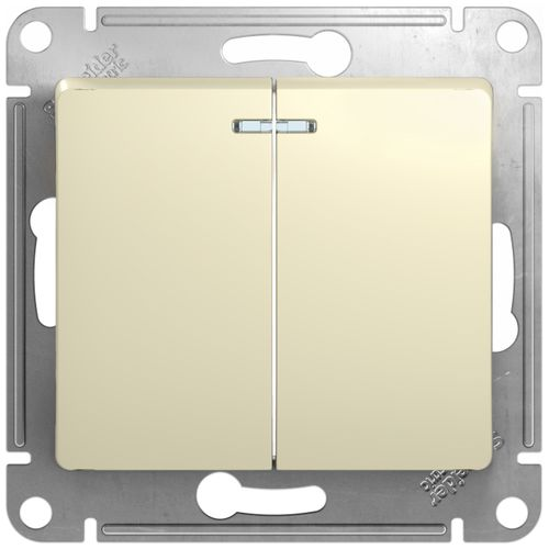 Выключатель 2-клавишный Schneider Electric GLOSSА кремовый, фото