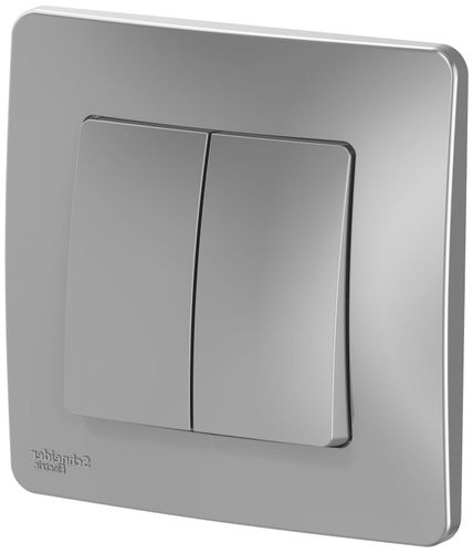 Выключатель 2-клавишный Schneider Electric BLANCA алюминий, детальное фото