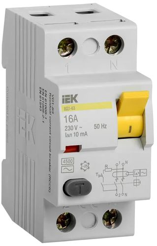 Выключатель УЗО IEK ВД1-63 2Р 16А 10мА, фото