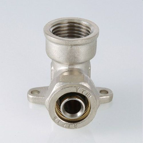 Угольник с креплением латунь никелированный VALTEC 1/2" х 20 мм, вид