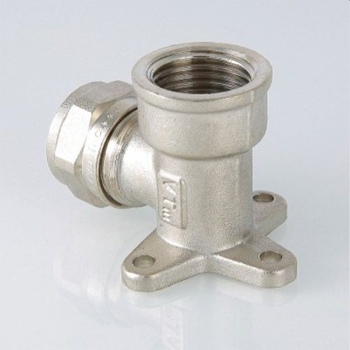 Угольник с креплением латунь никелированный VALTEC 1/2" х 20 мм, вид