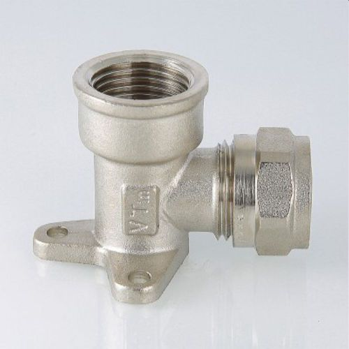 Угольник с креплением латунь никелированный VALTEC 1/2" х 20 мм, вид