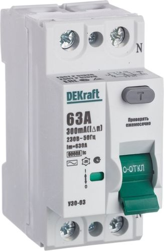 Дифференциальный выключатель DEKRAFT УЗО-03 2P AC63 A 300 мА 6 кА, вид
