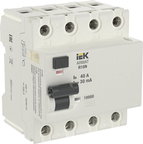 Выключатель дифференциального тока IEK ARMAT R10N 4P 40А 30мА тип A, картинка
