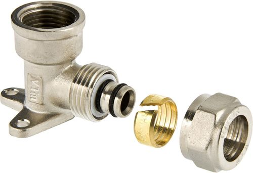 Угольник с креплением латунь никелированный VALTEC 3/4" х 20 мм, фотография