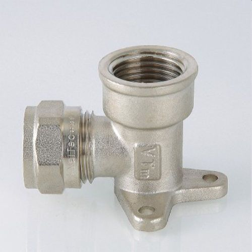 Угольник с креплением латунь никелированный VALTEC 3/4" х 20 мм, изображение