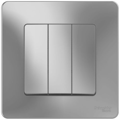 Выключатель 3-клавишный Schneider Electric BLANCA алюминий, крупный план