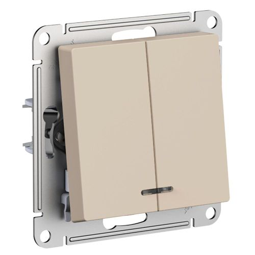 Выключатель 2-клавишный Systeme Electric Atlas Design 1712774 песочный, крупный план