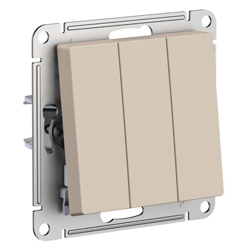 Выключатель 3-клавишный Systeme Electric Atlas Design песочный, вид