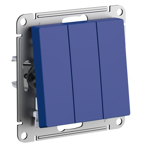 Выключатель 3-клавишный Systeme Electric Atlas Design аквамарин, картинка