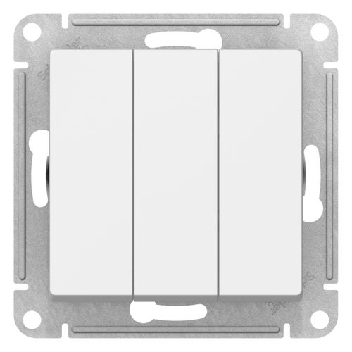Выключатель 3-клавишный Schneider Electric Atlas Design белый, картинка