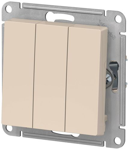Выключатель 3-клавишный Schneider Electric Atlas Design бежевый, вид