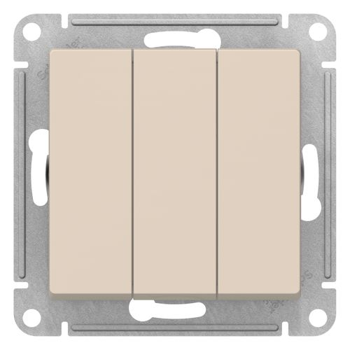 Выключатель 3-клавишный Schneider Electric Atlas Design бежевый, фото