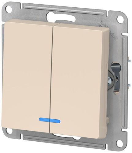 Выключатель 2-клавишный Schneider Electric Atlas Design ATN000253 бежевый, фото