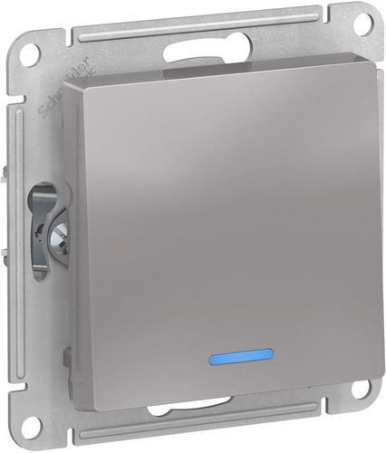 Выключатель 1-клавишный Schneider Electric Atlas Design ATN000313 алюминий, детальное фото