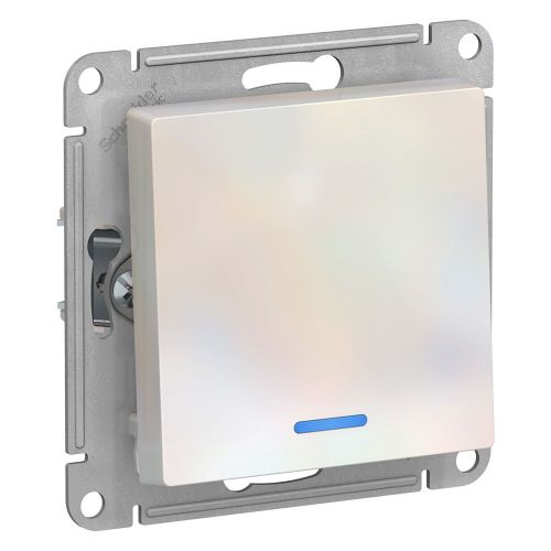 Выключатель 1-клавишный Systeme Electric Atlas Design 1240270 жемчужный, крупный план