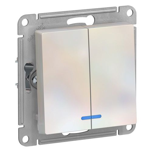 Выключатель 2-клавишный Systeme Electric Atlas Design 1240291 жемчужный, фотография