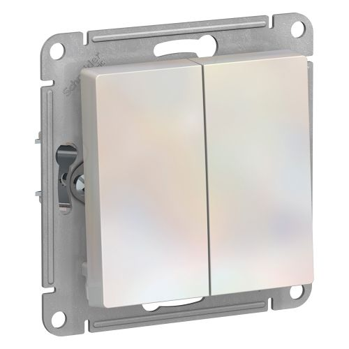 Выключатель 2-клавишный Systeme Electric Atlas Design 1240289 жемчужный, картинка