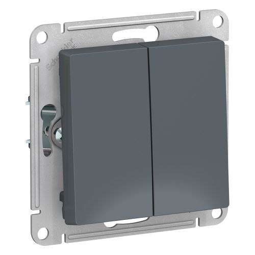 Выключатель 2-клавишный Systeme Electric Atlas Design 1240418 грифель, вид