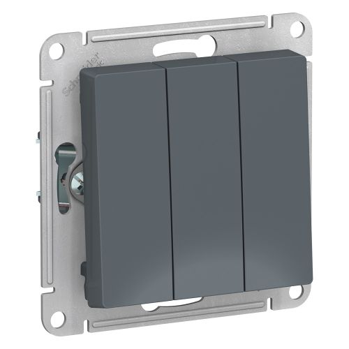 Выключатель 3-клавишный Systeme Electric Atlas Design грифель, крупный план