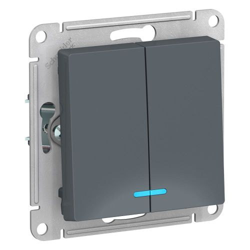 Выключатель 2-клавишный Systeme Electric Atlas Design 1240420 грифель, вид