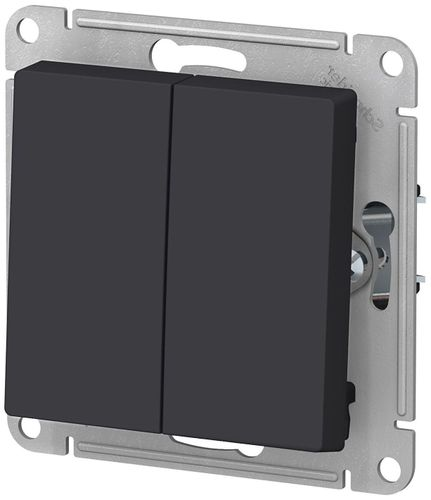 Выключатель 2-клавишный Schneider Electric Atlas Design карбон, фотография