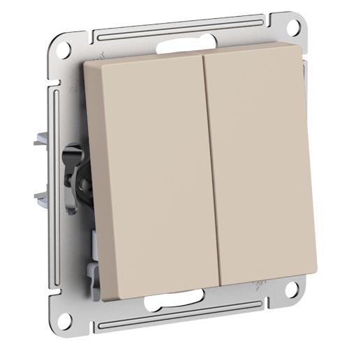 Выключатель 2-клавишный Systeme Electric Atlas Design песочный, вид