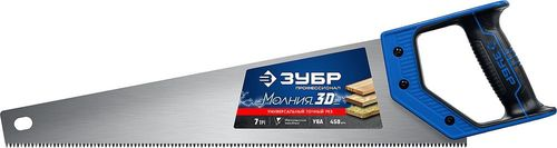 Ножовка по дереву ЗУБР 7tpi 3d 450 мм, крупный план