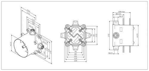Переходник для смесителя AM.PM MultiDock 1/2", крупный план