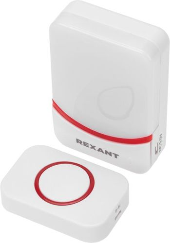 Беспроводной дверной звонок c цифровым кодированием (белый/красный) REXANT, картинка