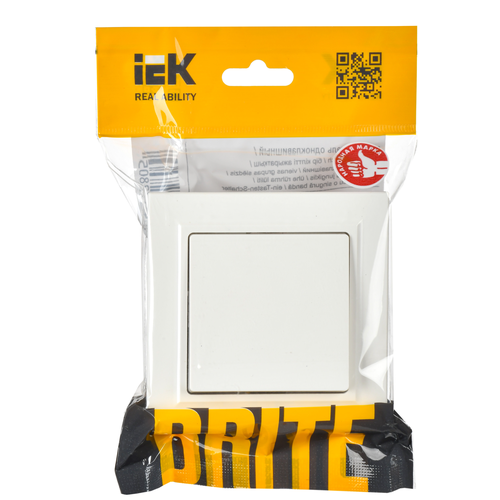 Выключатель 1-клавишный IEK BRITE BR-V10-0-10-K01-F белый, фотография