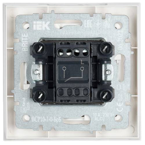 Выключатель 1-клавишный IEK BRITE BR-V10-0-10-K01-F белый, фотография