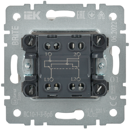 Выключатель 1-клавишный IEK BRITE BR-V13-0-10-K01 белый, изображение