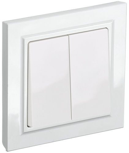 Выключатель 2-клавишный IEK BRITE BR-V20-0-10-K01-F белый, фотография