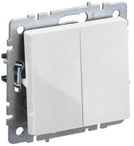 Выключатель 2-клавишный IEK BRITE BR-V20-0-10-K01 белый, картинка