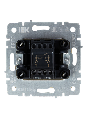 Выключатель 2-клавишный IEK BRITE BR-V10-1-10-K10 бежевый, изображение