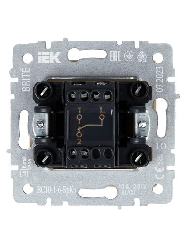 Выключатель 1-клавишный IEK BRITE BR-V12-0-10-K10 бежевый, крупный план