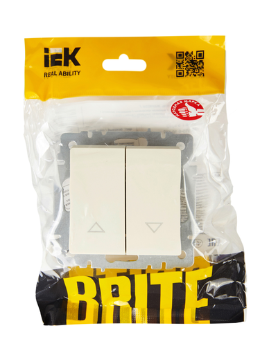 Выключатель для жалюзи 2 клавиши IEK BRIT бежевый, крупный план