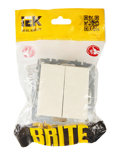 Выключатель 2-клавишный IEK BRITE BR-V22-0-10-K10 бежевый, детальное фото