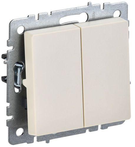 Выключатель 2-клавишный IEK BRITE BR-V22-0-10-K10 бежевый, картинка
