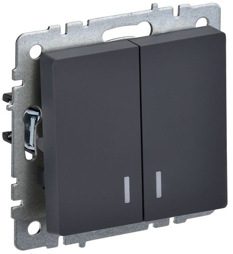 Выключатель 2-клавишный IEK BRITE BR-V20-1-10-K53 графит, фотография